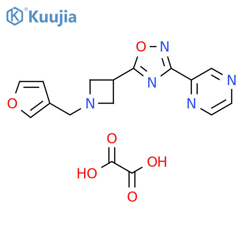 2-(5-{1-(furan-3-yl)methylazetidin-3-yl}-1,2,4-oxadiazol-3-yl)pyrazine; oxalic acid structure