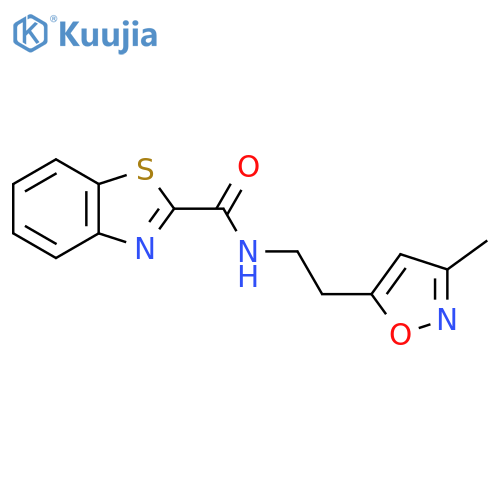 N-[2-(3-methyl-1,2-oxazol-5-yl)ethyl]-1,3-benzothiazole-2-carboxamide structure