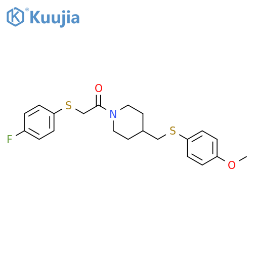 2-[(4-fluorophenyl)sulfanyl]-1-(4-{[(4-methoxyphenyl)sulfanyl]methyl}piperidin-1-yl)ethan-1-one structure