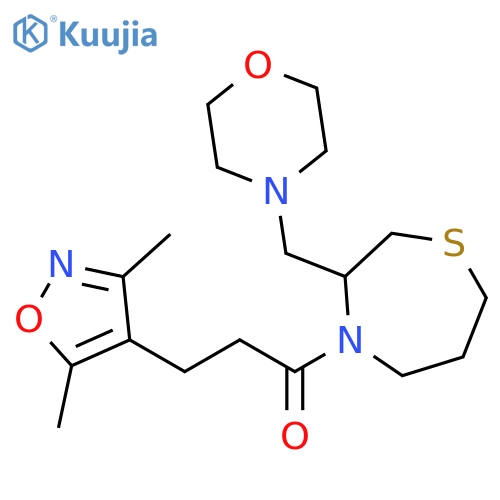3-(3,5-dimethyl-1,2-oxazol-4-yl)-1-{3-[(morpholin-4-yl)methyl]-1,4-thiazepan-4-yl}propan-1-one structure