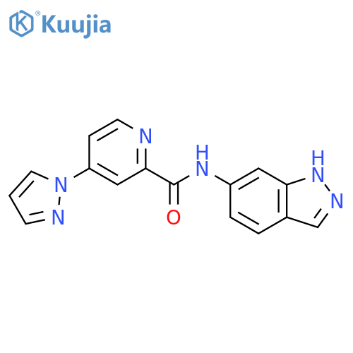 N-(1H-indazol-6-yl)-4-(1H-pyrazol-1-yl)pyridine-2-carboxamide structure