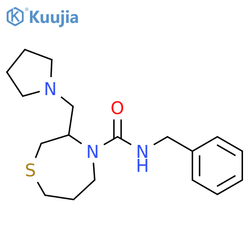 N-benzyl-3-[(pyrrolidin-1-yl)methyl]-1,4-thiazepane-4-carboxamide structure