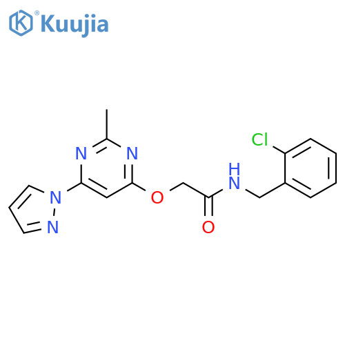 N-[(2-chlorophenyl)methyl]-2-{[2-methyl-6-(1H-pyrazol-1-yl)pyrimidin-4-yl]oxy}acetamide structure