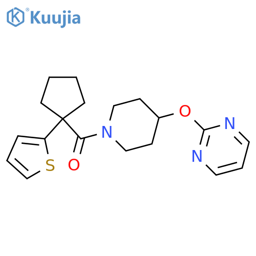 2-({1-[1-(thiophen-2-yl)cyclopentanecarbonyl]piperidin-4-yl}oxy)pyrimidine structure