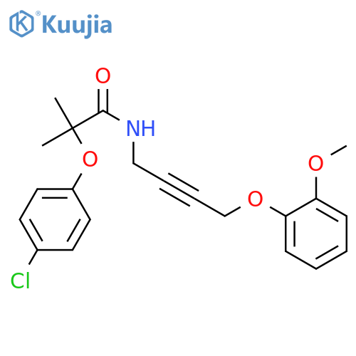 2-(4-chlorophenoxy)-N-[4-(2-methoxyphenoxy)but-2-yn-1-yl]-2-methylpropanamide structure