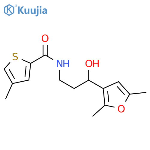 N-3-(2,5-dimethylfuran-3-yl)-3-hydroxypropyl-4-methylthiophene-2-carboxamide structure