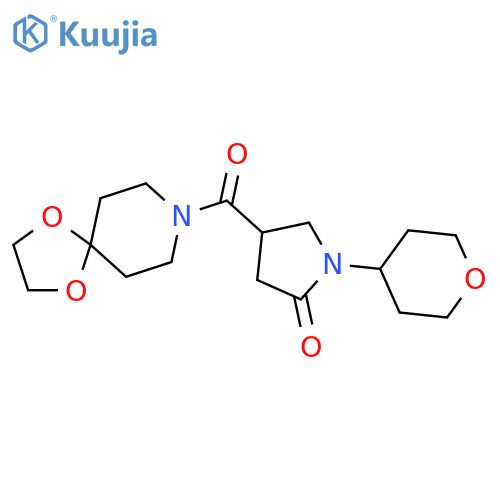 4-{1,4-dioxa-8-azaspiro[4.5]decane-8-carbonyl}-1-(oxan-4-yl)pyrrolidin-2-one structure
