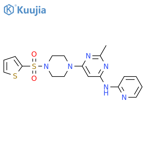 2-methyl-N-(pyridin-2-yl)-6-[4-(thiophene-2-sulfonyl)piperazin-1-yl]pyrimidin-4-amine structure