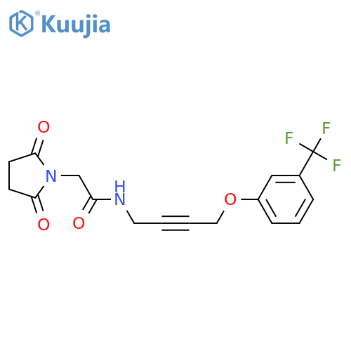 2-(2,5-dioxopyrrolidin-1-yl)-N-{4-3-(trifluoromethyl)phenoxybut-2-yn-1-yl}acetamide structure