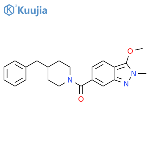 6-(4-benzylpiperidine-1-carbonyl)-3-methoxy-2-methyl-2H-indazole structure