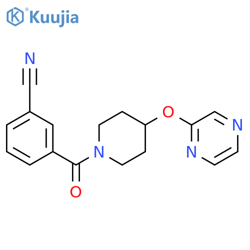 3-[4-(pyrazin-2-yloxy)piperidine-1-carbonyl]benzonitrile structure