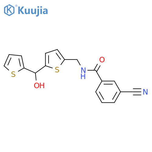 3-cyano-N-({5-hydroxy(thiophen-2-yl)methylthiophen-2-yl}methyl)benzamide structure