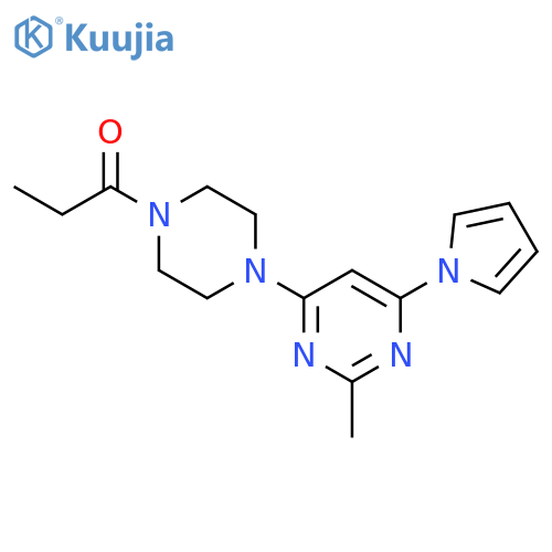 1-{4-[2-methyl-6-(1H-pyrrol-1-yl)pyrimidin-4-yl]piperazin-1-yl}propan-1-one structure
