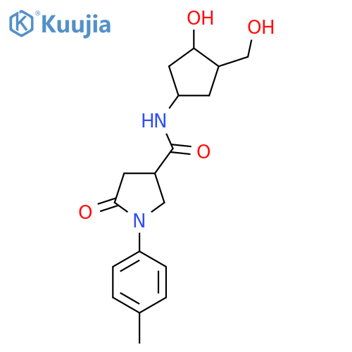 N-[3-hydroxy-4-(hydroxymethyl)cyclopentyl]-1-(4-methylphenyl)-5-oxopyrrolidine-3-carboxamide structure