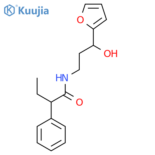 N-3-(furan-2-yl)-3-hydroxypropyl-2-phenylbutanamide structure