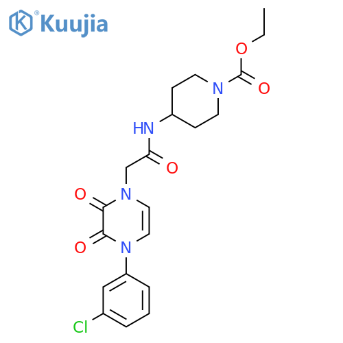 ethyl 4-{2-4-(3-chlorophenyl)-2,3-dioxo-1,2,3,4-tetrahydropyrazin-1-ylacetamido}piperidine-1-carboxylate structure