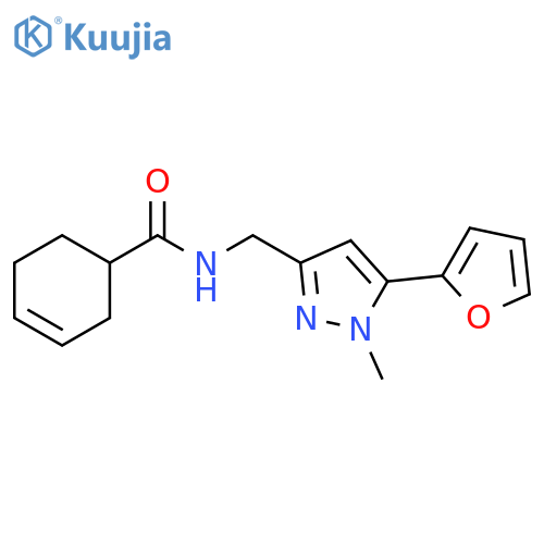 N-{[5-(furan-2-yl)-1-methyl-1H-pyrazol-3-yl]methyl}cyclohex-3-ene-1-carboxamide structure