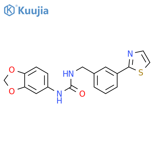 3-(2H-1,3-benzodioxol-5-yl)-1-{[3-(1,3-thiazol-2-yl)phenyl]methyl}urea structure