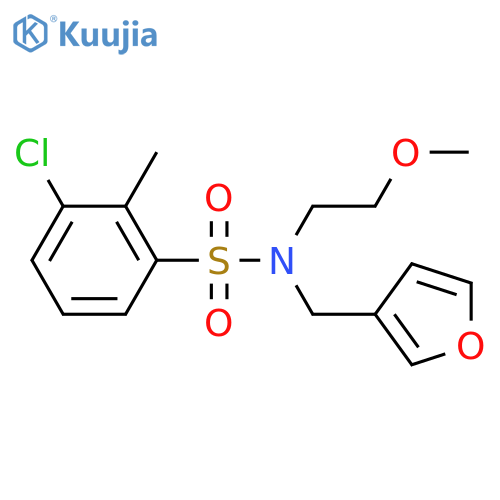 3-chloro-N-(furan-3-yl)methyl-N-(2-methoxyethyl)-2-methylbenzene-1-sulfonamide structure