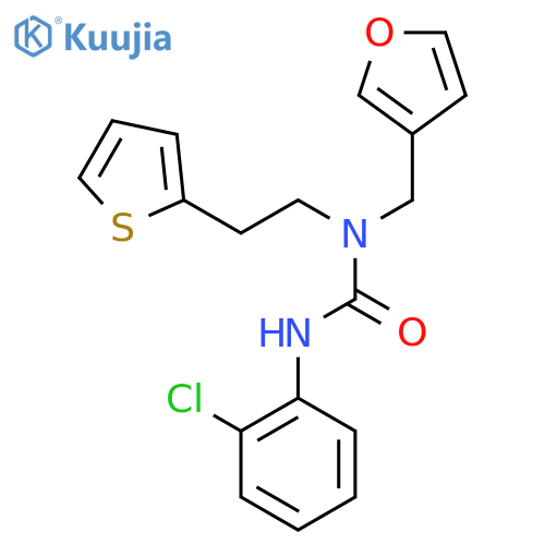 1-(2-chlorophenyl)-3-(furan-3-yl)methyl-3-2-(thiophen-2-yl)ethylurea structure