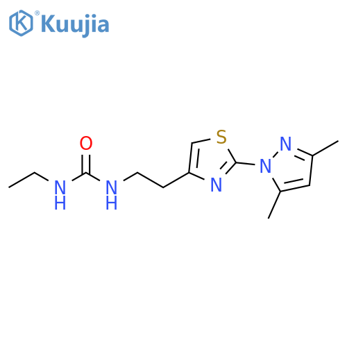 1-{2-[2-(3,5-dimethyl-1H-pyrazol-1-yl)-1,3-thiazol-4-yl]ethyl}-3-ethylurea structure
