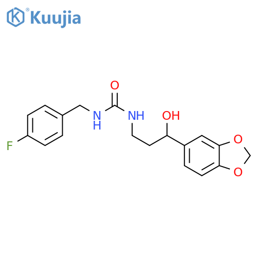 3-3-(2H-1,3-benzodioxol-5-yl)-3-hydroxypropyl-1-(4-fluorophenyl)methylurea structure