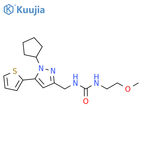 1-{[1-cyclopentyl-5-(thiophen-2-yl)-1H-pyrazol-3-yl]methyl}-3-(2-methoxyethyl)urea structure