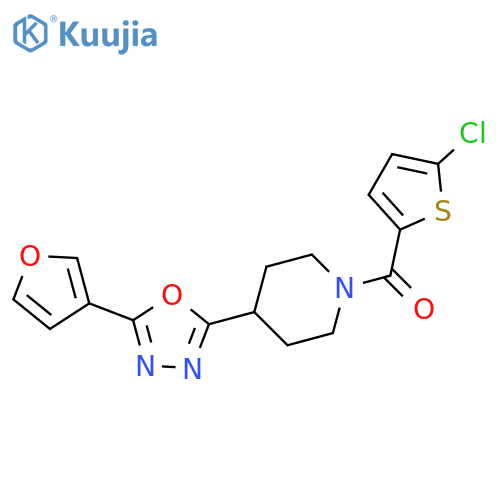 1-(5-chlorothiophene-2-carbonyl)-4-5-(furan-3-yl)-1,3,4-oxadiazol-2-ylpiperidine structure