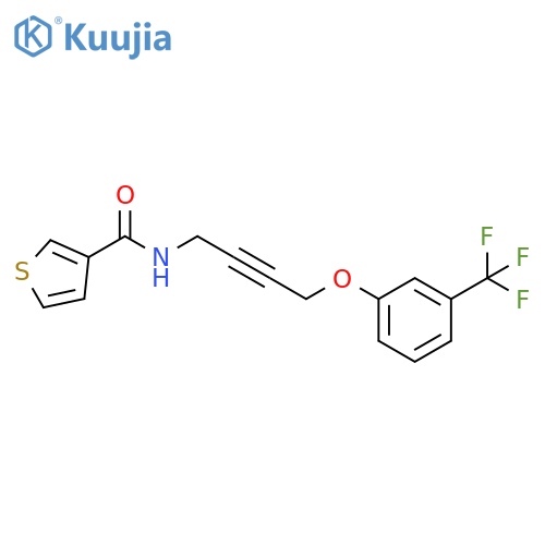 N-{4-3-(trifluoromethyl)phenoxybut-2-yn-1-yl}thiophene-3-carboxamide structure