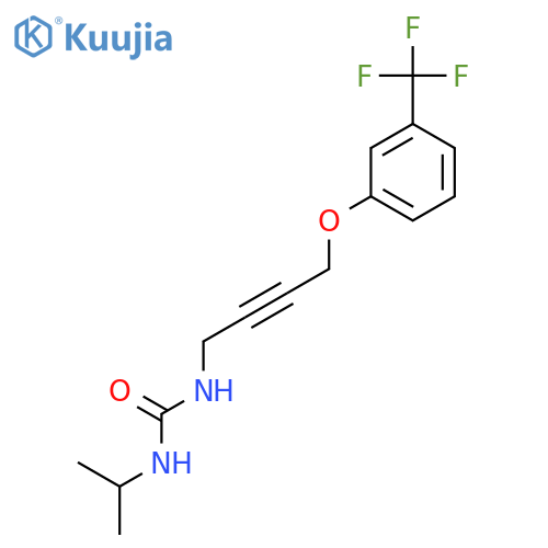 3-(propan-2-yl)-1-{4-3-(trifluoromethyl)phenoxybut-2-yn-1-yl}urea structure