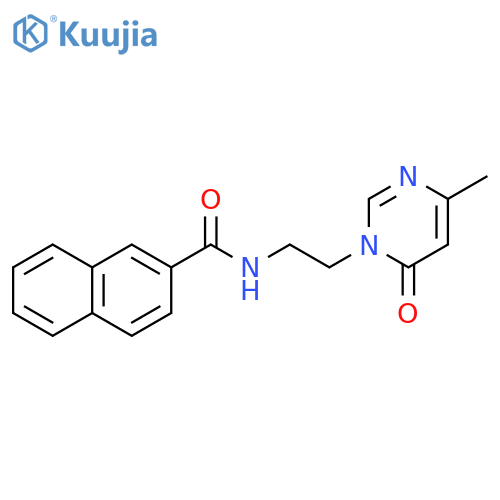 N-2-(4-methyl-6-oxo-1,6-dihydropyrimidin-1-yl)ethylnaphthalene-2-carboxamide structure