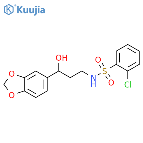 N-3-(2H-1,3-benzodioxol-5-yl)-3-hydroxypropyl-2-chlorobenzene-1-sulfonamide structure