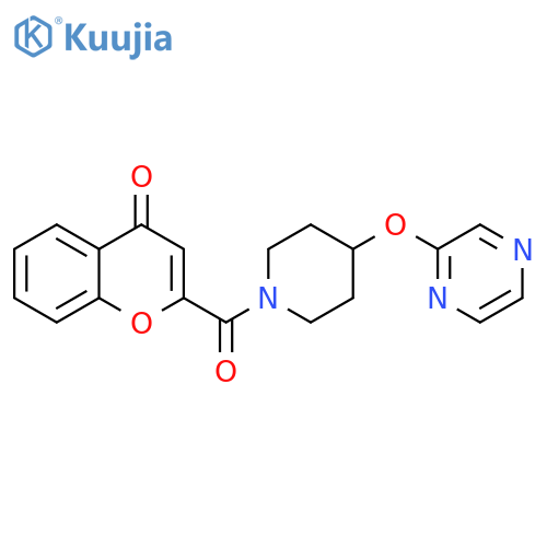 2-[4-(pyrazin-2-yloxy)piperidine-1-carbonyl]-4H-chromen-4-one structure