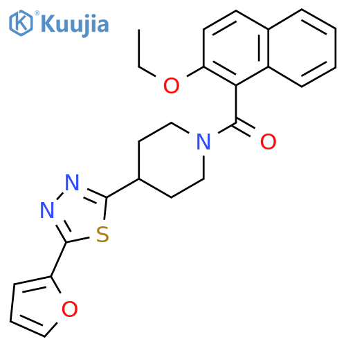 1-(2-ethoxynaphthalene-1-carbonyl)-4-5-(furan-2-yl)-1,3,4-thiadiazol-2-ylpiperidine structure