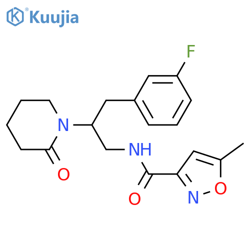 N-3-(3-fluorophenyl)-2-(2-oxopiperidin-1-yl)propyl-5-methyl-1,2-oxazole-3-carboxamide structure