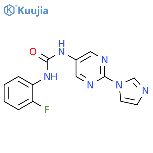 1-(2-fluorophenyl)-3-(2-imidazol-1-ylpyrimidin-5-yl)urea structure