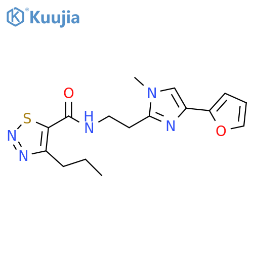 N-{2-[4-(furan-2-yl)-1-methyl-1H-imidazol-2-yl]ethyl}-4-propyl-1,2,3-thiadiazole-5-carboxamide structure