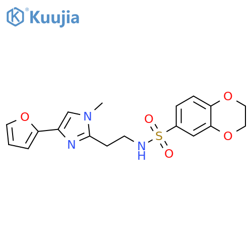 N-{2-[4-(furan-2-yl)-1-methyl-1H-imidazol-2-yl]ethyl}-2,3-dihydro-1,4-benzodioxine-6-sulfonamide structure