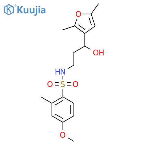 N-3-(2,5-dimethylfuran-3-yl)-3-hydroxypropyl-4-methoxy-2-methylbenzene-1-sulfonamide structure