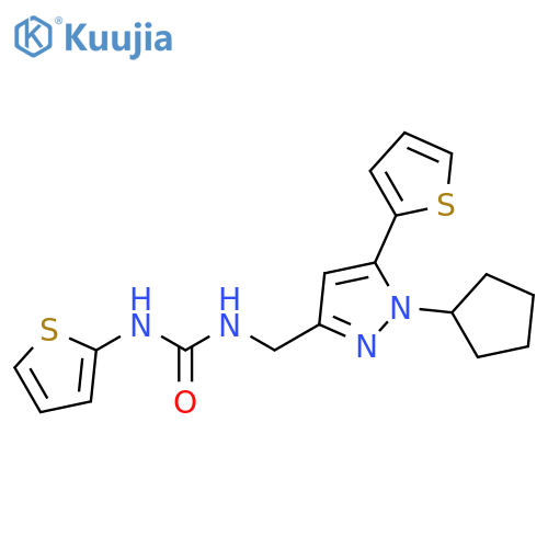 3-{[1-cyclopentyl-5-(thiophen-2-yl)-1H-pyrazol-3-yl]methyl}-1-(thiophen-2-yl)urea structure