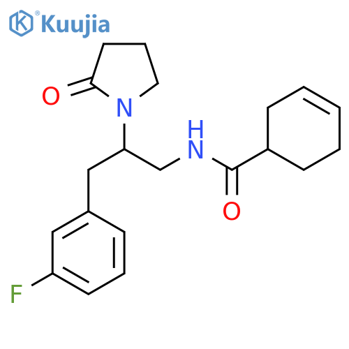 N-3-(3-fluorophenyl)-2-(2-oxopyrrolidin-1-yl)propylcyclohex-3-ene-1-carboxamide structure