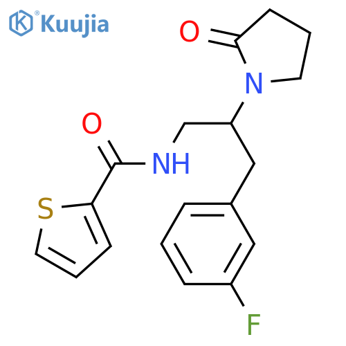 N-3-(3-fluorophenyl)-2-(2-oxopyrrolidin-1-yl)propylthiophene-2-carboxamide structure