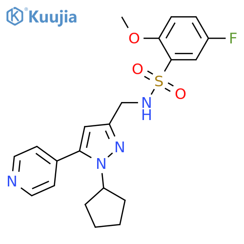 N-{[1-cyclopentyl-5-(pyridin-4-yl)-1H-pyrazol-3-yl]methyl}-5-fluoro-2-methoxybenzene-1-sulfonamide structure