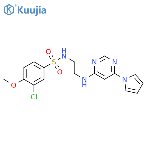 3-chloro-4-methoxy-N-(2-{[6-(1H-pyrrol-1-yl)pyrimidin-4-yl]amino}ethyl)benzene-1-sulfonamide structure