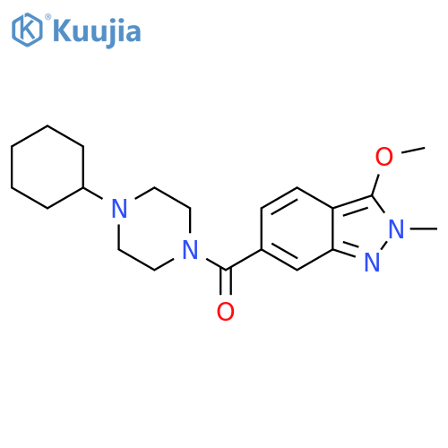 6-(4-cyclohexylpiperazine-1-carbonyl)-3-methoxy-2-methyl-2H-indazole structure