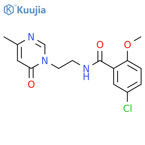 5-chloro-2-methoxy-N-2-(4-methyl-6-oxo-1,6-dihydropyrimidin-1-yl)ethylbenzamide structure