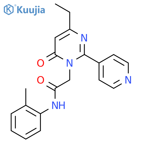 2-4-ethyl-6-oxo-2-(pyridin-4-yl)-1,6-dihydropyrimidin-1-yl-N-(2-methylphenyl)acetamide structure
