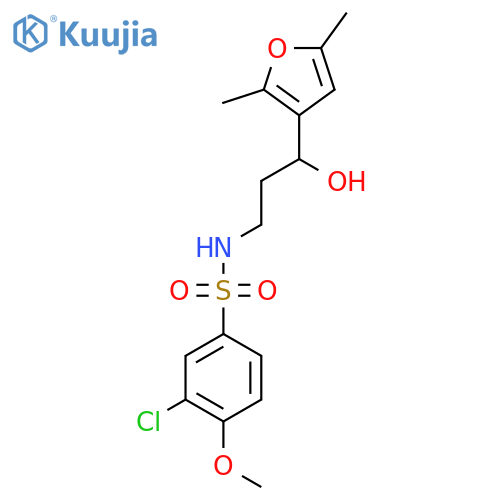 3-chloro-N-3-(2,5-dimethylfuran-3-yl)-3-hydroxypropyl-4-methoxybenzene-1-sulfonamide structure