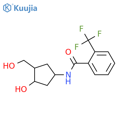 N-3-hydroxy-4-(hydroxymethyl)cyclopentyl-2-(trifluoromethyl)benzamide structure