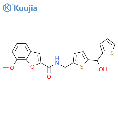 N-({5-[hydroxy(thiophen-2-yl)methyl]thiophen-2-yl}methyl)-7-methoxy-1-benzofuran-2-carboxamide structure